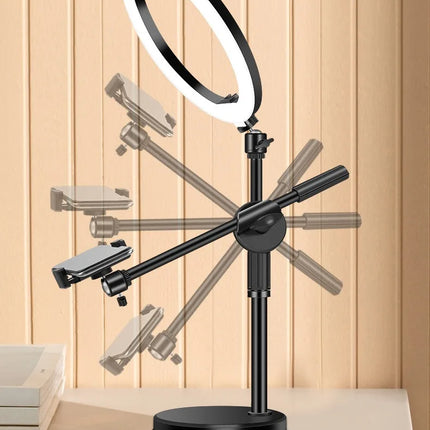 30CM Overhead Tripod for Phone with Ring Light Desktop Cellphone Bracket for Video Shooting Photography Shooting Floor Stand