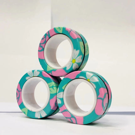 3pcs Fidget Toy Set Finger Magnetic Rings Colorful Adult Magnets Spinner Rings for Relieve Stress Anxiety Relief Therapy