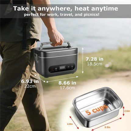 A99G-Electric Lunch Box 1.2L Cordless-Portable Food Warmer 20000Mah Rechargeable 5-Sided Heating,For Office& Outdoor