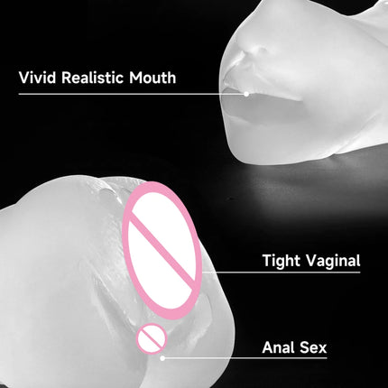 3-IN-1 Pocket Pussy Food Grade Silicone Male Masturbator Realistic Vagina Anal Blowjob Adult Sex Toys for Men Masturbation Cup