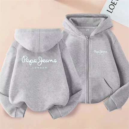 Fashion brand print Hoodies coat Children Zipper Tops Girl pink Boy black Kids Clothing Casual Spring Autumn Sweatshirts