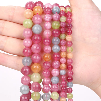 Natural Stone Beads Round Morganites Tourmalines Aquamarines Jades Quartzs Crystals Spacer For Jewelry Making DIY Bracelet