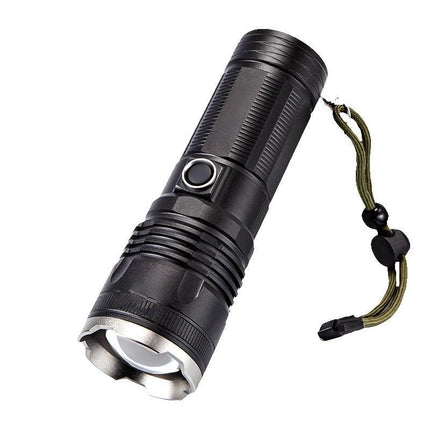 New model LED adjustable focus flashlight, USB rechargeable, aluminum alloy, high-intensity, outdoor camping self-defense flashl