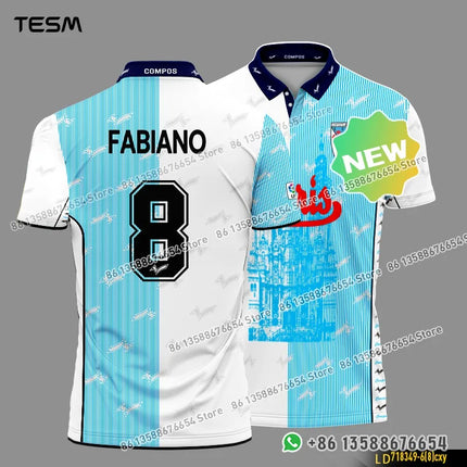 TESM Summer Vintage POLO Shirt Men Stripe Sports V-neck T-shirt Street Trendy Short Sleeve 3D HD Print T-shirt