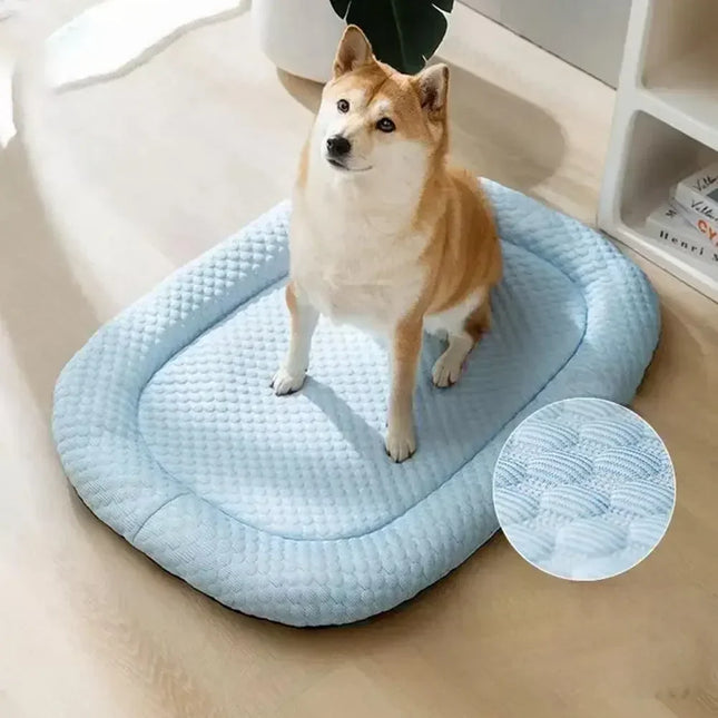 Ice Silk Cooling Dog Bed, Summer Pet Cushion Sleep Nest, Breathable Cool Mat, Portable Pet Kennel for Small Medium Large Dogs and Cats