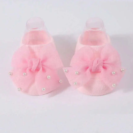Soft Baby ulle Bow with Pearl Embellishments Socks  Ideal for Birthday & Photoshoot baby socks