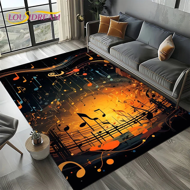 Dream Note Music Colorful Musical Score Cartoon Carpet Rug for Living Room Bedroom Home Sofa Decoration, Kid Non-slip Floor Mat