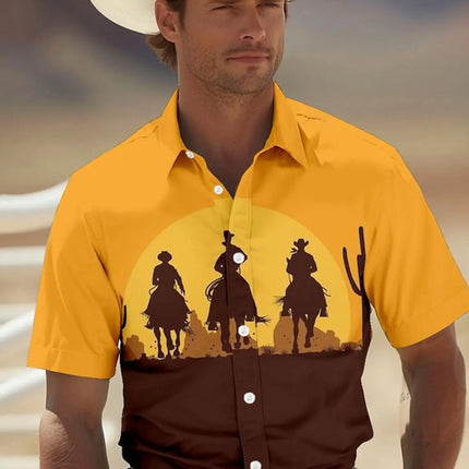 Floral western style Tribal Hawaiian shirts 3D Print Men's Summer Loose Beach Oversize Short-sleeved Top Men's Shirts For boy