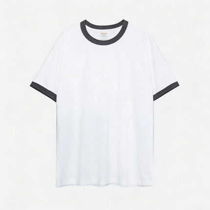 210G Heavy Cotton Men's T-shirt Edge-bumping O-Neck Short-sleeved Man T shirt Contrasting Color Splicing Men T-shirt Tops Tees