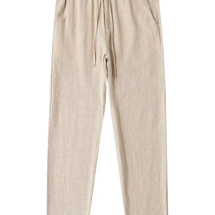 Straight Casual Cotton Linen Pants Men Wide Leg Lightweight Baggy Cotton Sweatpants Male Sport Jogger Straight Work Trousers