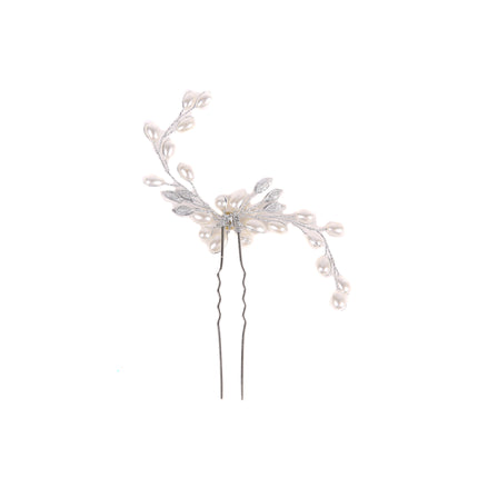 Elegant Pearl Crystal Hairpin Wedding Bridal U-shaped Metal Hair Comb Forks Hairstyle Clips Jewelry Accessories Design Tools