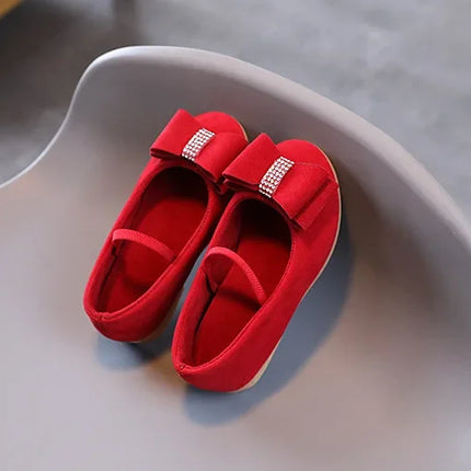 Little Girl Leather Shoes Simple Fashion Children Princess Shoes Solid Color Flats Causal Kids Versatile Bowtie Loafers Moccasin