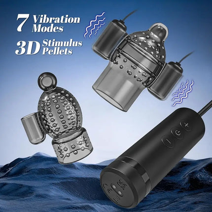 Electric Shock Glans Vibrators Ring For Male Masturbator Penis Delay Lasting Trainer Massager With 5 Caps Adult Sex Toy For Men