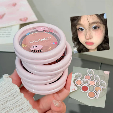 Milk Strawberry Pink Blush Soft Mist Powder Expansion Brighten Monochrome Matte Blusher Plate Face Contouring Natural Cheek Tint