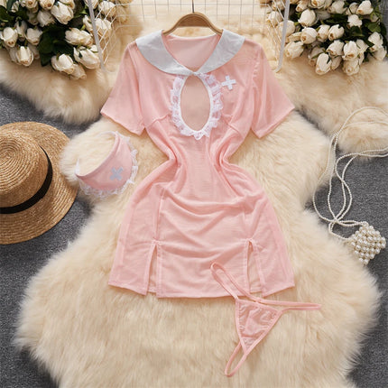 Cute Gray Rabbit Ear Hood Top Sexy Backless Slim Fit Bodysuit Zip Sleeveless Women Sexy Erotic Lingerie Bunny Cosplay Playsuit