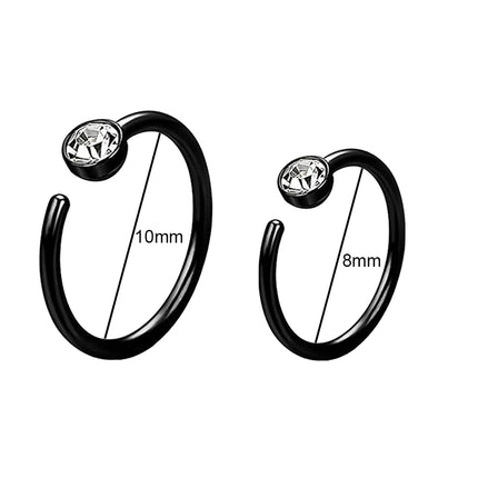 2pcs Hypoallergenic Stainless Steel Cubic Zirconia Round Ball Hoop Earrings Simple School Style Earrings Trendy Ear Jewelry