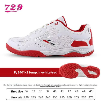 New 729 table tennis shoes for men, breathable and women, anti slip, professional competition and training sports shoes