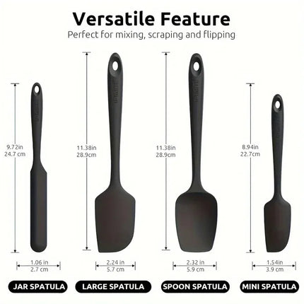 4-Piece Heat-Resistant Silicone Spatula Set - Kitchen Baking Utensils with Cream Scraper for Cooking Mixing  Safe Tools
