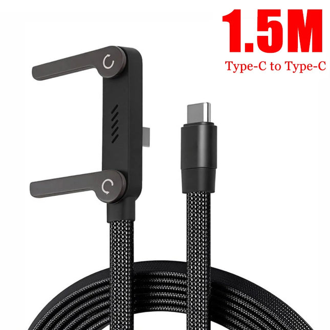 240W 2-in-1 USB to Type-C Cable Foldable Bracket Data Cable Type C Fast Charging Desk Holder Cord For Huawei Xiaomi17 16 Samsung