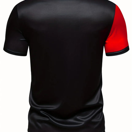 The 2025 summer new men's short-sleeved POLO shirt features a casual fashionable comfortable and soft 3D striped pattern print