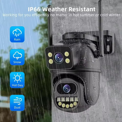 4K 8MP WiFi Surveillance Camera,AI Human Detect, Dual Lens, 4X Digital Zoom,  Outdoor Security PTZ IP Cameras