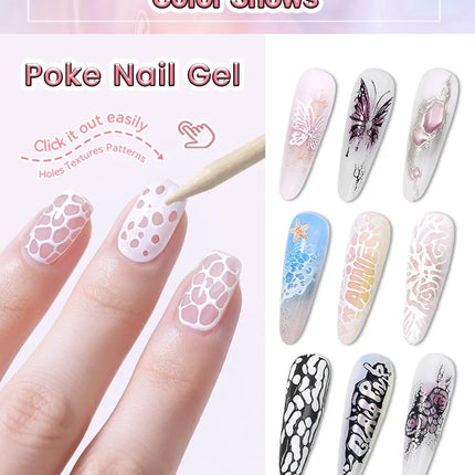 LILYCUTE 8ml 2/3/4PCS Poke Poke Gel Nail Polish Set Black White Wave Texture Nail Painting Art Gel Soak Off UV LED Varnish Kit