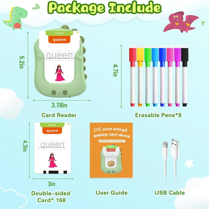 2-in-1 Reusable Talking Handwriting Flash Cards Learning Toy with 336 Sight Words for Toddlers, Therapy, Tracing,Montessori gift