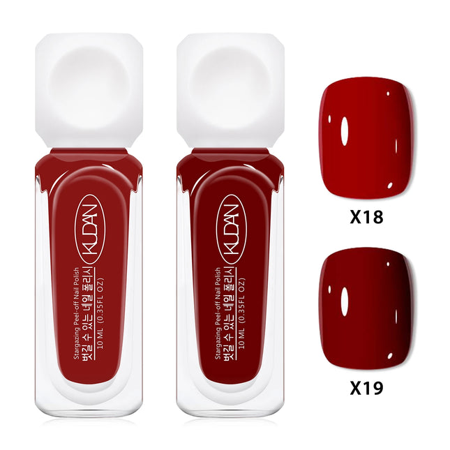 2pcs/set 10ml Water-Based Peel Nail Polish Kit Red Pink Long Lasting Quick Drying No Need of Lamp to Cure Nail Art Nail Supplies