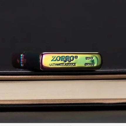 Zorro brass kerosene windproof lighter with personalized creativity, ultra-thin square angle smooth kerosene machine