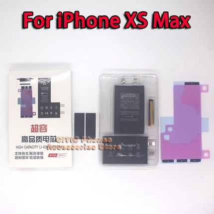 2Pcs Phone Battery Core No Flex Cable For iPhone X XS Max XR 11 12 13 Mini 14 Plus 15 Pro Max SE2 SE3 High Capacity Battery Cell