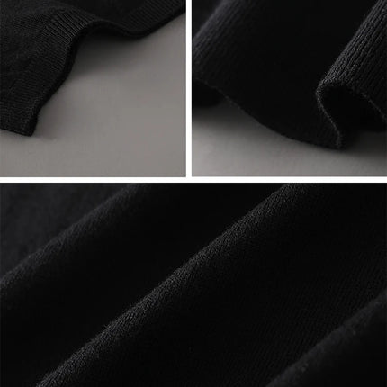 Men's T-shirt summer worsted wool sweater short-sleeved casual solid color men's clothes POLO collar knitted Tops loose Blouse
