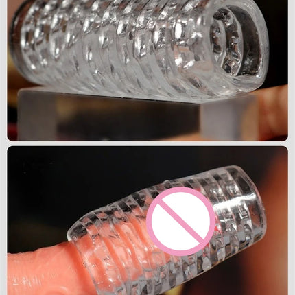 Male Masturbator Glans Exercise Sucking Pocket Pussy Transparent 9cm Masturbation Cup Penile Massager Sex Toys for Men Blowjob