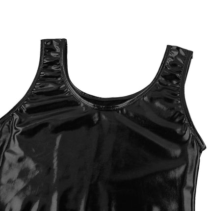 Womens Fashion Shiny Metallic Tank Crop Top Shiny Metallic Vest Tops Bustier Blouse Shirt Camis Rave Party Clubwear Costume