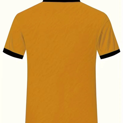 100% Polyester Men Summer Short Sleeve Lapel Polo Shirt New Fashion Stripe Tops Polo Shirt