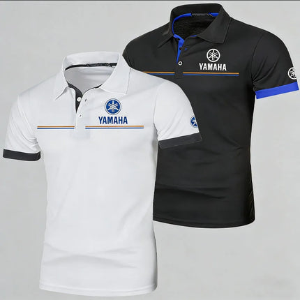 Yamaha Men's Polo Shirt Short Sleeve T-Shirt Casual Fashionable Patchwork Breathable and Comfortable Polo Shirt for Men Summer