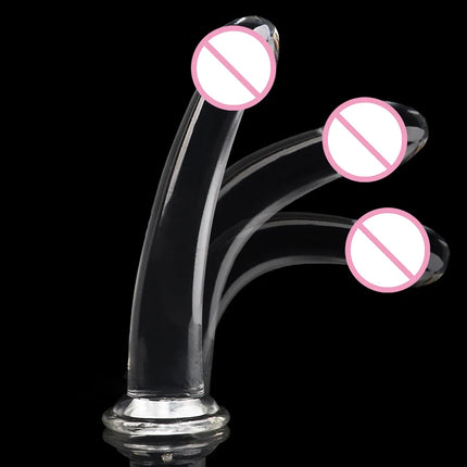 2 Pcs 1 Set Soft Silicone Realistic Dildo with Suction Cup for Women Adult Game Cute Penis Masturbator Sex Toy Crystal Jelly Transparent