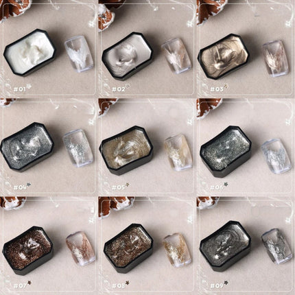 9-grid Solid Metal Fairy Cream Coffee Color UV Gel DIY Nail Art Retro Nail Polish