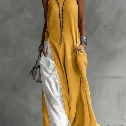 2026 New Women’s Clothing: Sleeveless, Loose-Fitting, Color-Blocked, Casual, Off-The-Shoulder Dress.