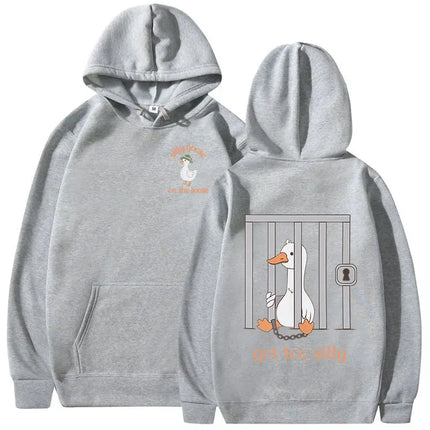 Silly Goose on The Loose Hoodies Got Too Silly Funny Meme Hooded Sweatshirts Women Clothing Casual Long Sleeves Pullovers