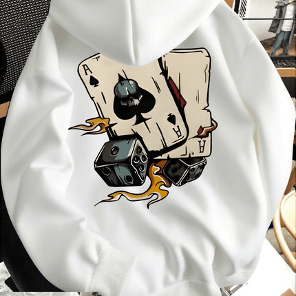 2026 new trendy fashion hooded sweatshirt with poker card pattern print for men stylish sportswear shirt hoodies streetwear