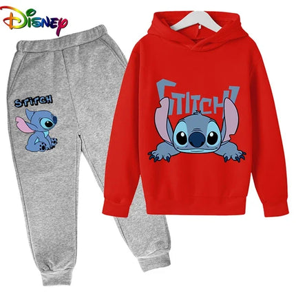 Children Boys Girls Stitch Hoodies Pants Set Boys Girls Stitch Sweatshirts Hooded Kids Fashion Stitch Pullovers Clothes Suit