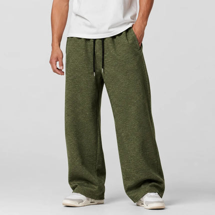 Men's Large Size Oversized Wide-Leg Sweatpants - Loose-Fit Trousers with Elastic Waist  Breathable Winter Pants