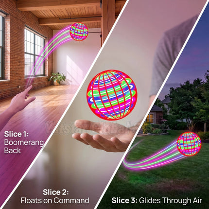 RC Magic Flying Ball Boomerang Fly Nova Orb Pro Mini Drone Hover Ball with LED Lights Flying Spinner Toy for Kids Christmas Gift