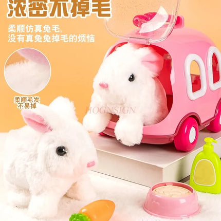 Children's toy bunny, cute pet that can move, baby's head up exercise simulation electric plush boy and girl