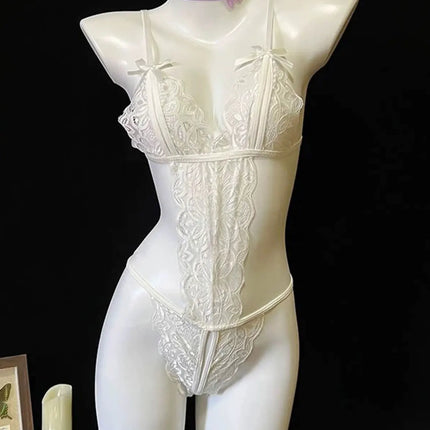 Crotchless Uniform Sexy Cosplay Costume Bodysuit Anime open Swimwear Bikini Women Hot Ice Silk solid color Uniform Sets