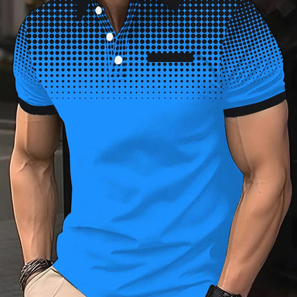 Summer men's Lapel short-sleeved T-shirt, Contrasting Polka Dot Shirt Polo Sport Golf Business Thin Polo