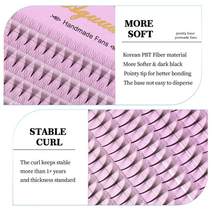 AGUUD New Style Super Narrow Thin Pointy Base Premade Lash Fans 4D 5D 6D 7D 8D XL Tray PBT Russian Volume Lashes Extension Fans