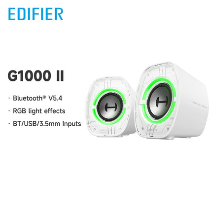 Edifier Hecate G1000 II Computer Speakers Bluetooth V5.4 PC Speaker USB-C USB-A 3.5mm Inputs RGB Lighting Effects 4W RMS