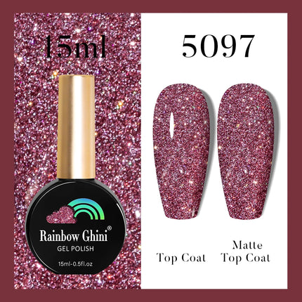 Rainbow Ghini 37Color Base Coat TPO/HEMA Free 15ml Fine Glitter Gel Polish For Manicure Nails Semipermanent Art Nail Supplies