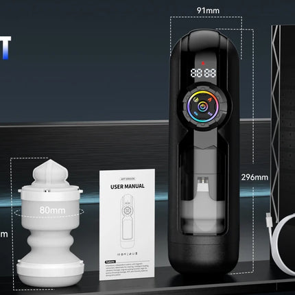 APP Intelligent Heating Suction Blowjob Masturbator for Men  LCD Display Telescopic Vibrating Masturbation Cup Pocket Pussy